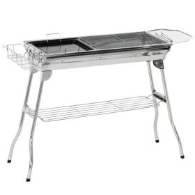 Charcoal Grill, Stainless Steel Portable Folding BBQ, Outdoor Hibachi for Backyard Cooking, Camping, Picnic, Party, Tailgating and Travel with Pa