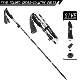Green 5-Section Folding Trekking Poles, Adjustable Lightweight Hiking Sticks for Walking, Camping & Outdoor Trekking