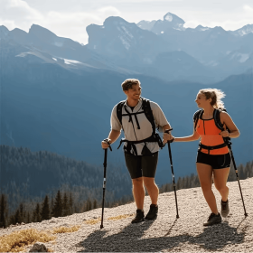 Portable Green 5-Section Foldable Hiking Poles, Lightweight Trekking Sticks for Daily Walking & Camping Trips
