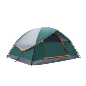 2/4 Person High Quality Camping Tent with Tent Fly, Easy Setup Dome Tent with Mesh Windows & Skylights, Lightweight Portable Tent for Outdoor Cam (Color: green/Two people)