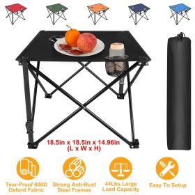 1Pc/2Pcs Options -- Foldable Camping Table Portable Picnic Table Lightweight Travel Desk with 2 Cup Holders Carrying Bag (Color: Black, Quantity: 1Pc)