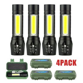 2Set USB Rechargeable COB LED Flashlight Zoomable Torch Light Lamp Camping Portable (Quantity: 4 sets)