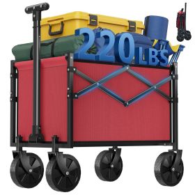 Foldable trolley, equipped with wheels, with a load capacity of 220 pounds, a sturdy and durable mini foldable portable van with adjustable handl (Color: Red)