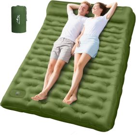 Camping Sleeping Pad, Ultralight Camping Mat with Pillow Built-in Foot Pump, 4" Thick Inflatable Sleeping Mat Compact for Backpacking, Hiking (size: Green  Full)