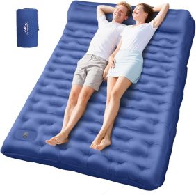 Camping Sleeping Pad, Ultralight Camping Mat with Pillow Built-in Foot Pump, 4" Thick Inflatable Sleeping Mat Compact for Backpacking, Hiking (size: Blue   Full)