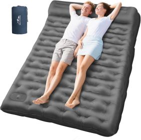Camping Sleeping Pad, Ultralight Camping Mat with Pillow Built-in Foot Pump, 4" Thick Inflatable Sleeping Mat Compact for Backpacking, Hiking (size: Grey  Full)