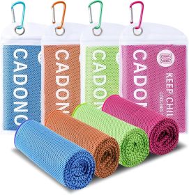 4 Pack Cooling Towel (40"x12"), Soft Breathable Chilly Towel, Ice Towel, Microfiber Towel for Yoga, Sport, Running, Workout,Gym, Camping, Fitness (Color: Light Blue/Green/Pink/Orange)