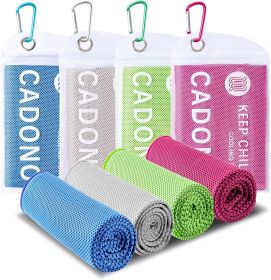 4 Pack Cooling Towel (40"x12"), Soft Breathable Chilly Towel, Ice Towel, Microfiber Towel for Yoga, Sport, Running, Workout,Gym, Camping, Fitness (Color: Light Blue/Green/Pink/Grey)