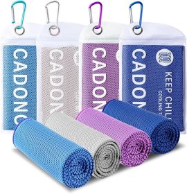 4 Pack Cooling Towel (40"x12"), Soft Breathable Chilly Towel, Ice Towel, Microfiber Towel for Yoga, Sport, Running, Workout,Gym, Camping, Fitness (Color: Light Blue/Grey/Purple/Deep Blue)