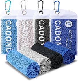 4 Pack Cooling Towel (40"x12"), Soft Breathable Chilly Towel, Ice Towel, Microfiber Towel for Yoga, Sport, Running, Workout,Gym, Camping, Fitness (Color: Light Blue/Grey/Deep Blue/Black)