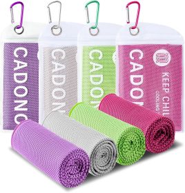 4 Pack Cooling Towel (40"x12"), Soft Breathable Chilly Towel, Ice Towel, Microfiber Towel for Yoga, Sport, Running, Workout,Gym, Camping, Fitness (Color: Purple/Green/Pink/Grey)