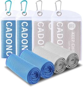 4 Pack Cooling Towel (40"x12"), Soft Breathable Chilly Towel, Ice Towel, Microfiber Towel for Yoga, Sport, Running, Workout,Gym, Camping, Fitness (Color: Grey/Grey/Light Blue/Light Blue)