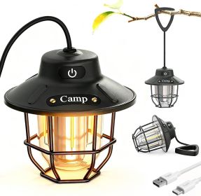 1200 Lumens Camping Lantern, Rechargeable LED Tent Light with 4 Light Modes, USB Portable Outdoor Flashlight for Camping, Hiking, Emergencies (Style: Black)