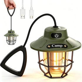 1200 Lumens Camping Lantern, Rechargeable LED Tent Light with 4 Light Modes, USB Portable Outdoor Flashlight for Camping, Hiking, Emergencies (Style: Green)